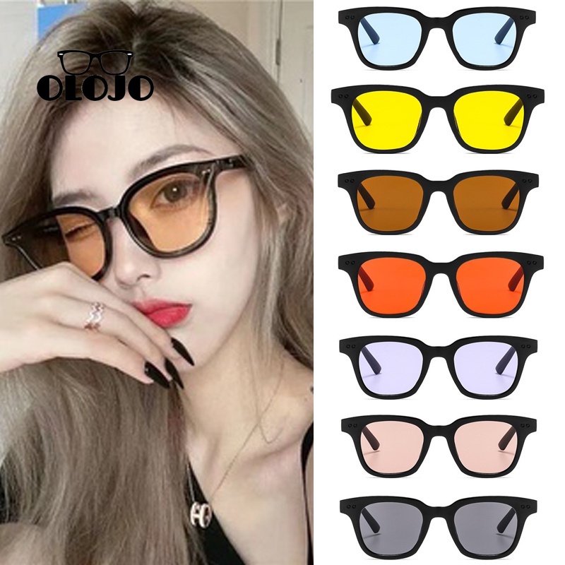 【COD】Korean Fashion Gaya Candy Color Square Kacamata Anti UV400 Anti Radiasi Sunglasses