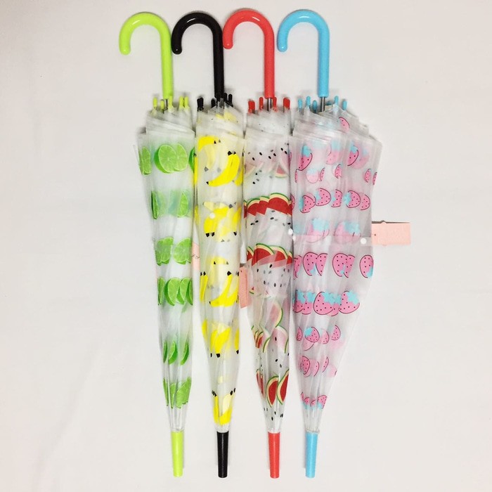 Payung Tongkat / Payung Transparan Dof / Motif Buah - 249 Best Quality