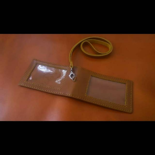 

ID Card holder kulit asli Garut name tag kulit 2 muka magnet saku