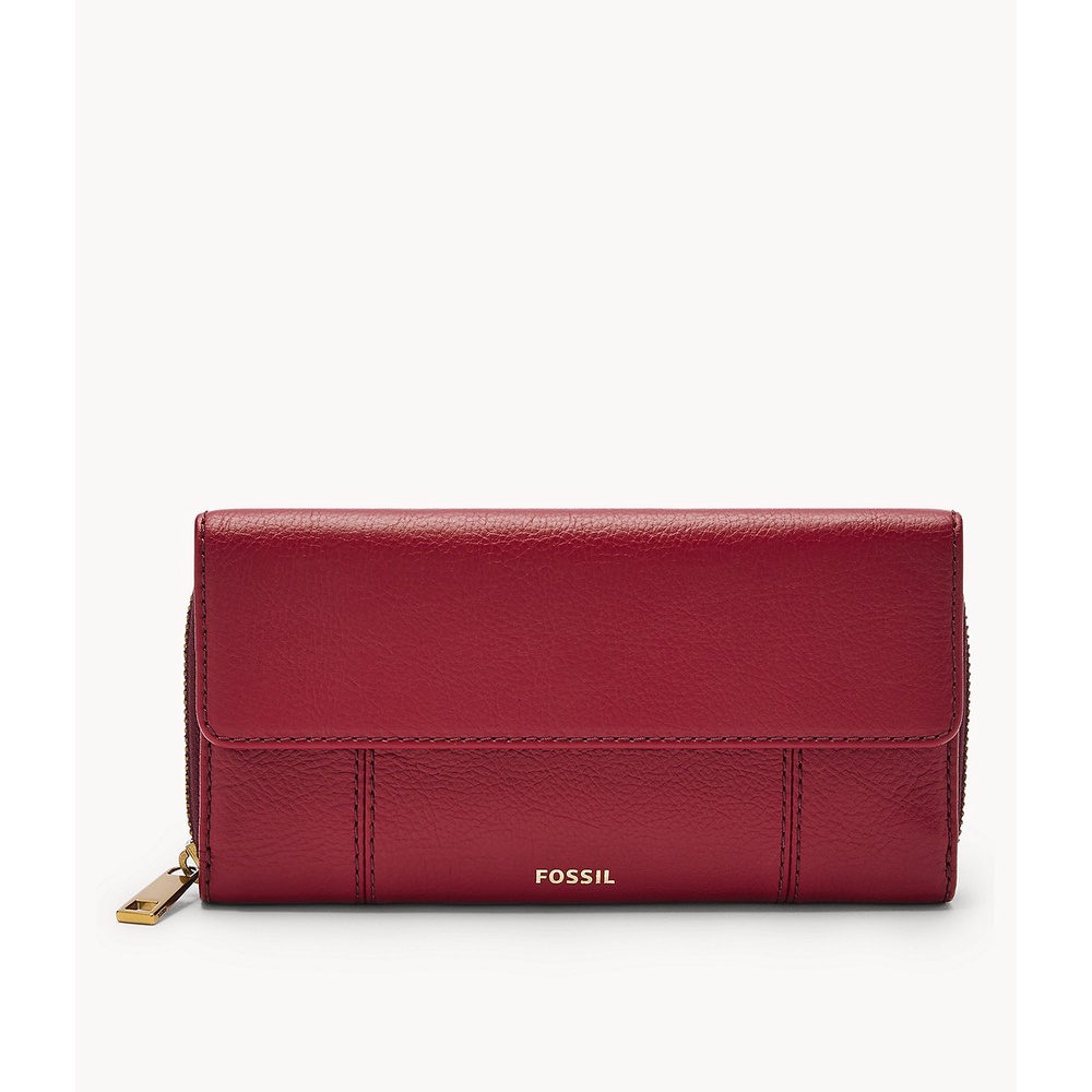 Fossil Jori Leather Flap Red Velvet Dompet Wanita SWL2790-627