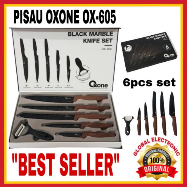 Jual Pisau Dapur Oxone Black Marble Knife Set Ox 605 Jakarta Barat 3jenis Tokopedia