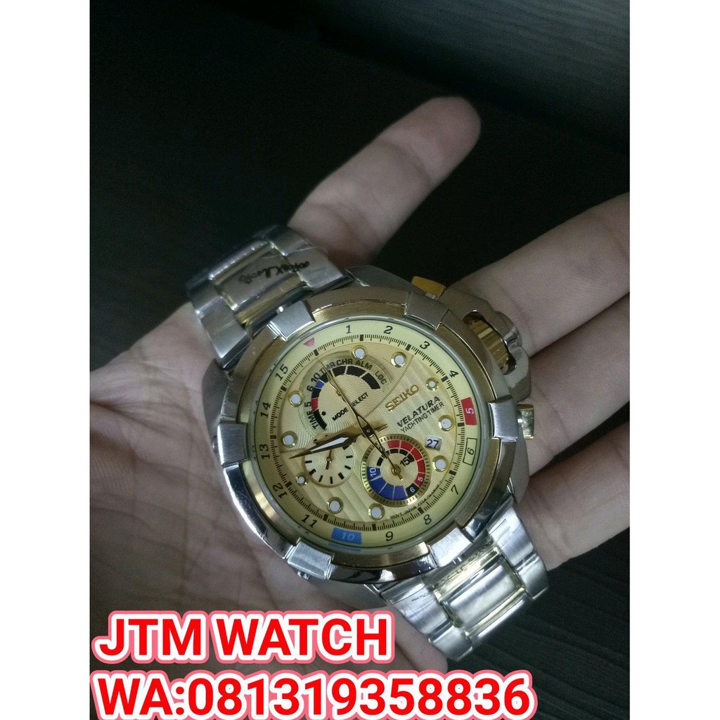 Diskon JAM TANGAN COWOK PRIA SEIKO 830281 VELATURA QUALITY SILVER GOLD GRADE PREMIUM AAA Berkualita