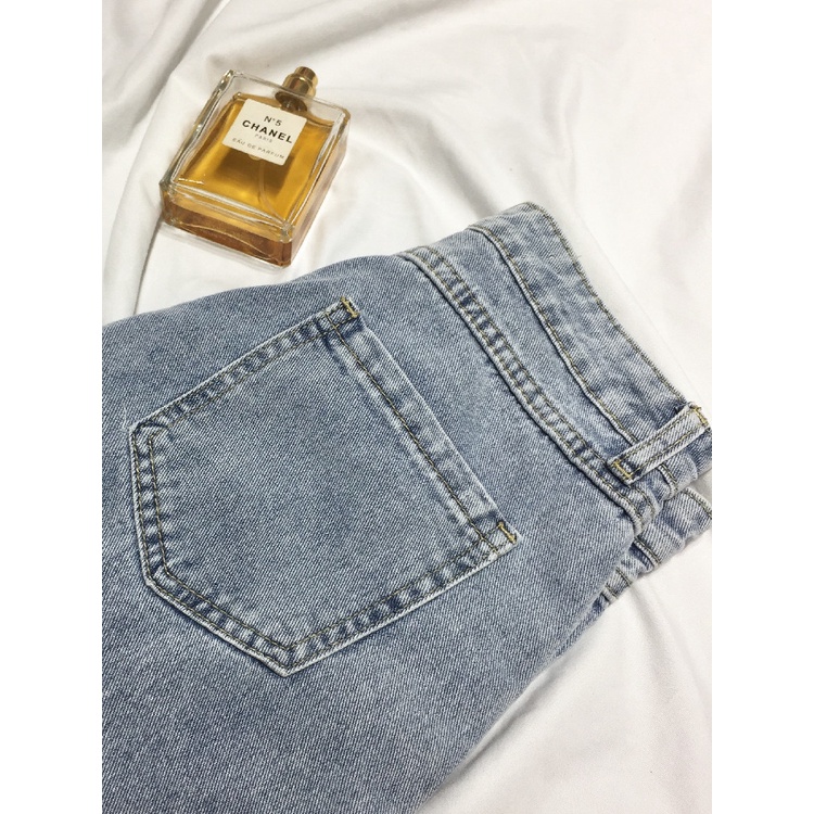 Biru muda new kekinian straight celana jeans wanita