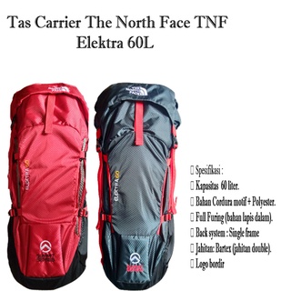 Carier TNF The North Face Elektra 60L Carier TNF Elektra lokal  60L tas gunung