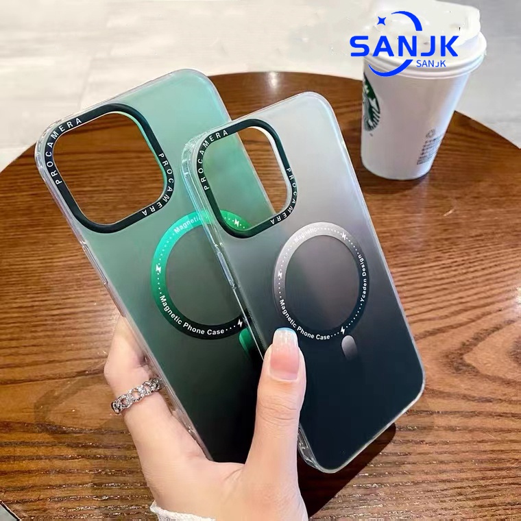 Gradient Magnetic Frosted Phone Case for iPhone 11 Pro max 12 Pro max 13 Pro Max 12 mini 13 mini Full Camera Cover Protection Acrylic Shockproof