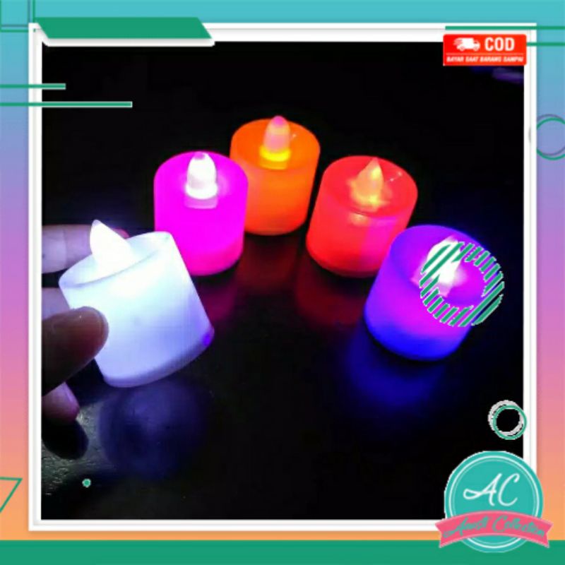 Lampu lilin LED mini nyala warna warni elektrik rgb rainbow kedap kedip lampu hias tidur dekorasi