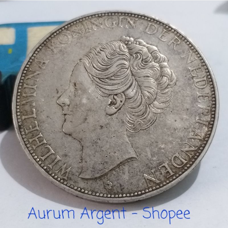 SWILH2.5G-64.. 1 PC KOIN PERAK KUNO ASLI 2.5 GULDEN WILHELMINA TH 1933.  -- SILVER COIN --