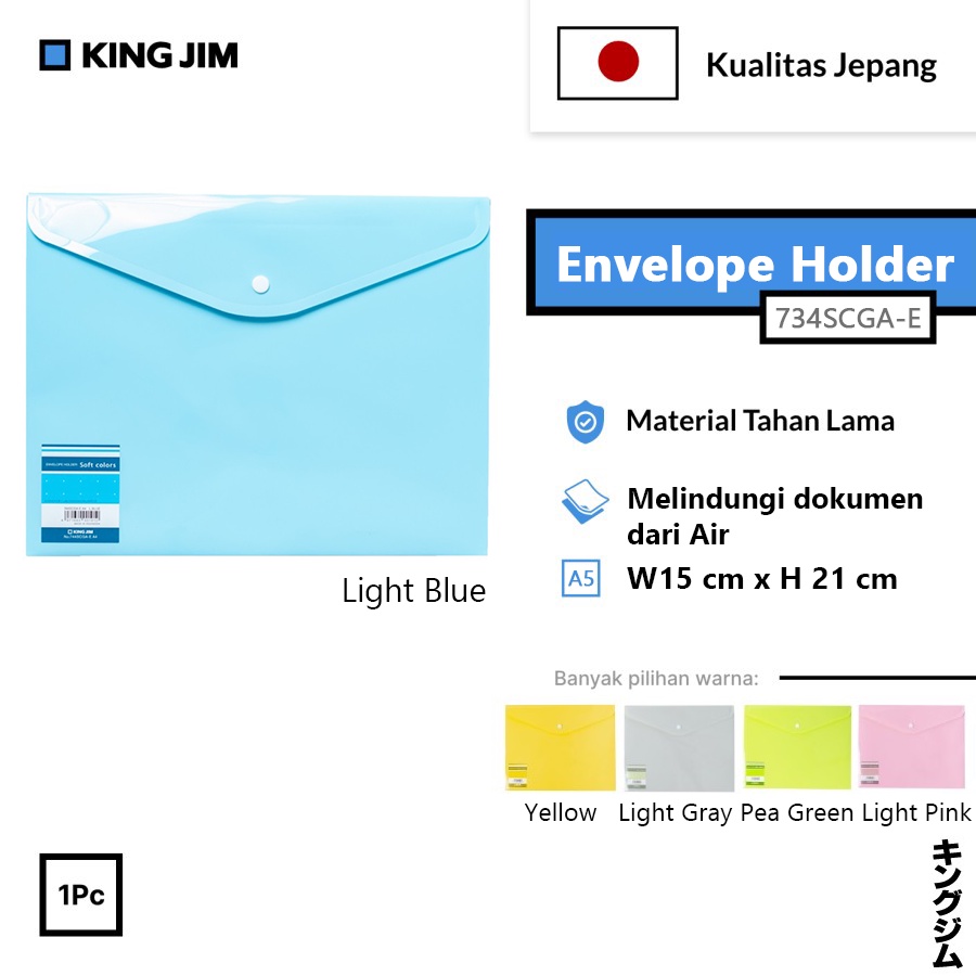

Map Kancing Plastik Envelope Holder A5 Soft Color King Jim 734SCGA-E