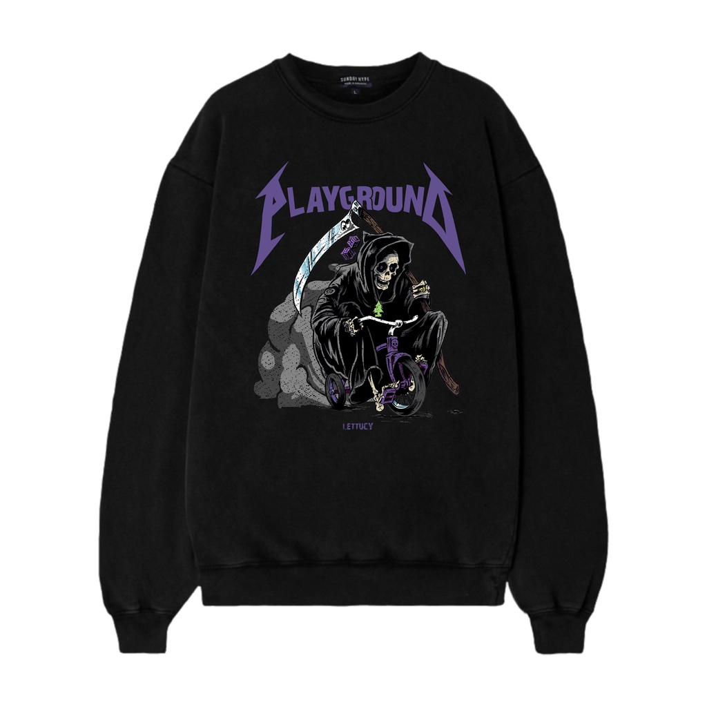 LETTUCY - CREWNECK SWEATER BLACK & CREAM-playground