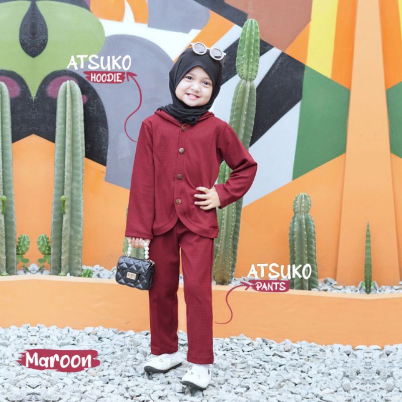 Nauree - Atsuko Hoodie Set Pants Setelan Baju Anak Laki Laki Usia 1 2 3 4 5 6 Tahun Bahan Adem Tebal Lembut Nyaman Nyerap Keringat Setcel Kasual Casual Polos Warna Olive Green Marine Blue Hijau Tosca Coklat Murah