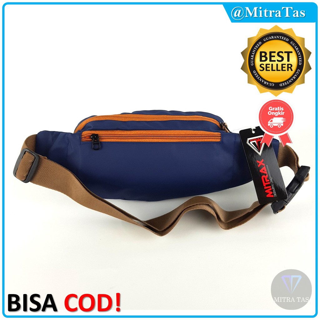 Waist Bag Mitrax Seis Bahan Kulit Bimo Waterproof! Tas Pinggang / Waistbag Pria Keren Anti Air!