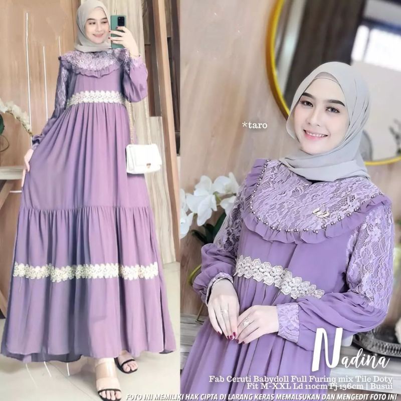 DRESS BRUKAT TERBARU CERUTY BABYDOLL/NADINA DRESS MAXY/GAMIS BUSUI MIX BRUKAT TERLARIS/GAMIS RENDA MUTIARA/FAR MOSLEMSTORE