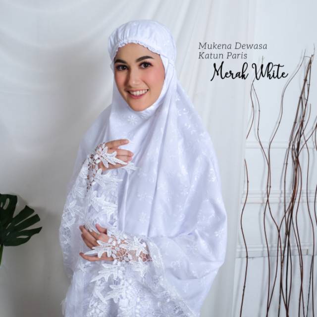 Mukena Dewasa Katun Paris Renda Daun | PUSAT GROSIR BELI Mukena Katun Paris Renda Merak