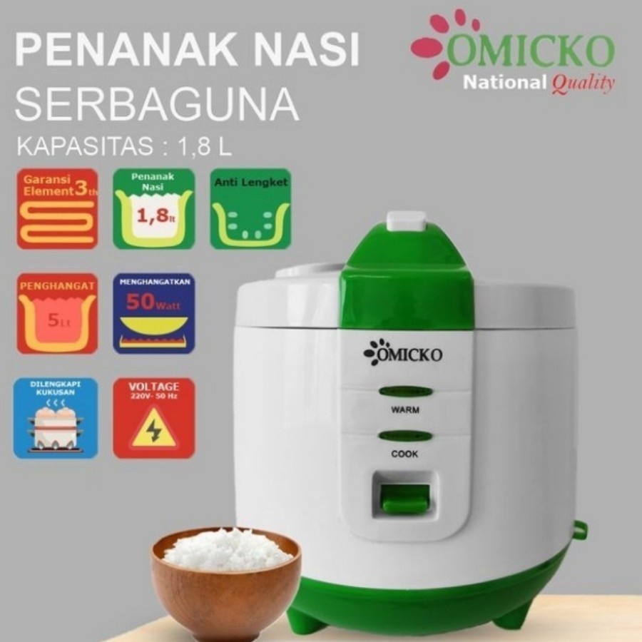 RICE COOKER / MAGIC COM / PENANAK NASI OMICKO 1,8 LITER 50 WATT