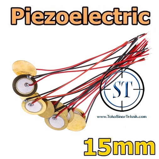 Piezo Electric Buzzer 15mm Sensor Element Ceramic Sound Disc Bonus Kabel Suara