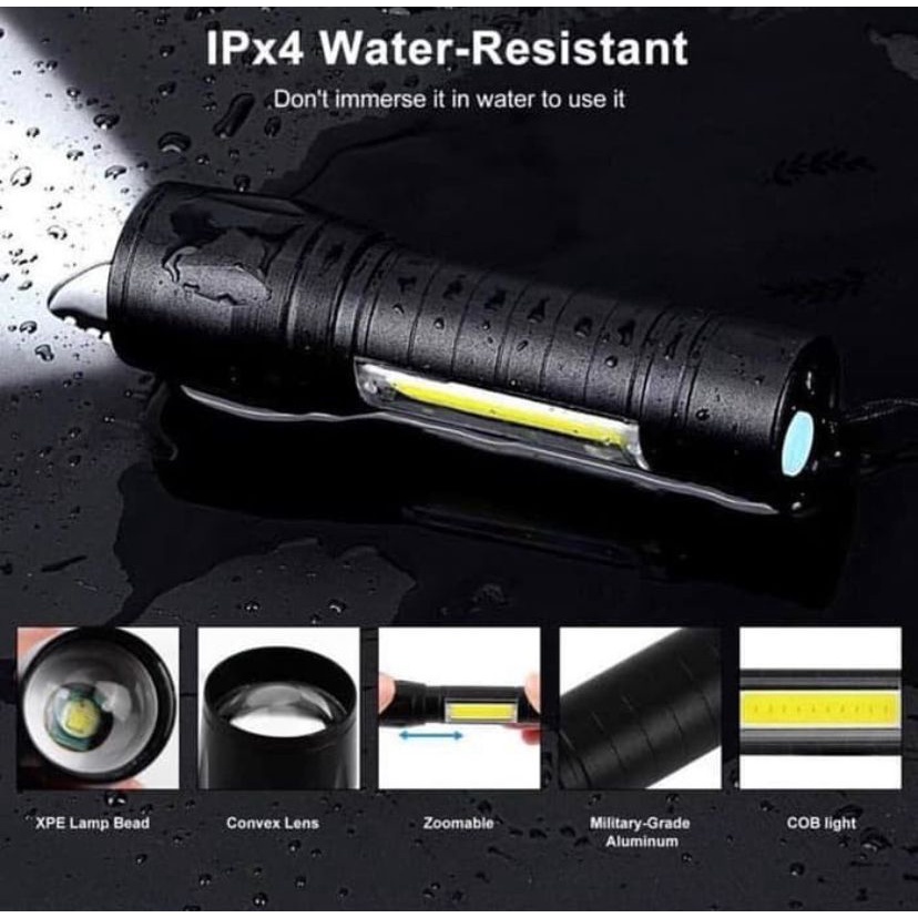 SENTER SWAT MINI ZOOM SENTER POLICE LED MINI ZOOM CAS CHARGE 3 FUNGSI SENTER LED SENTER MINI LED VD