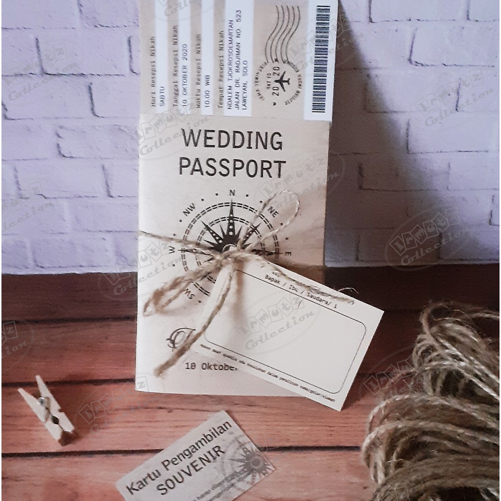 Jual Undangan Paspor Passport Boarding Pass Pesawat Vintage Kompas ...