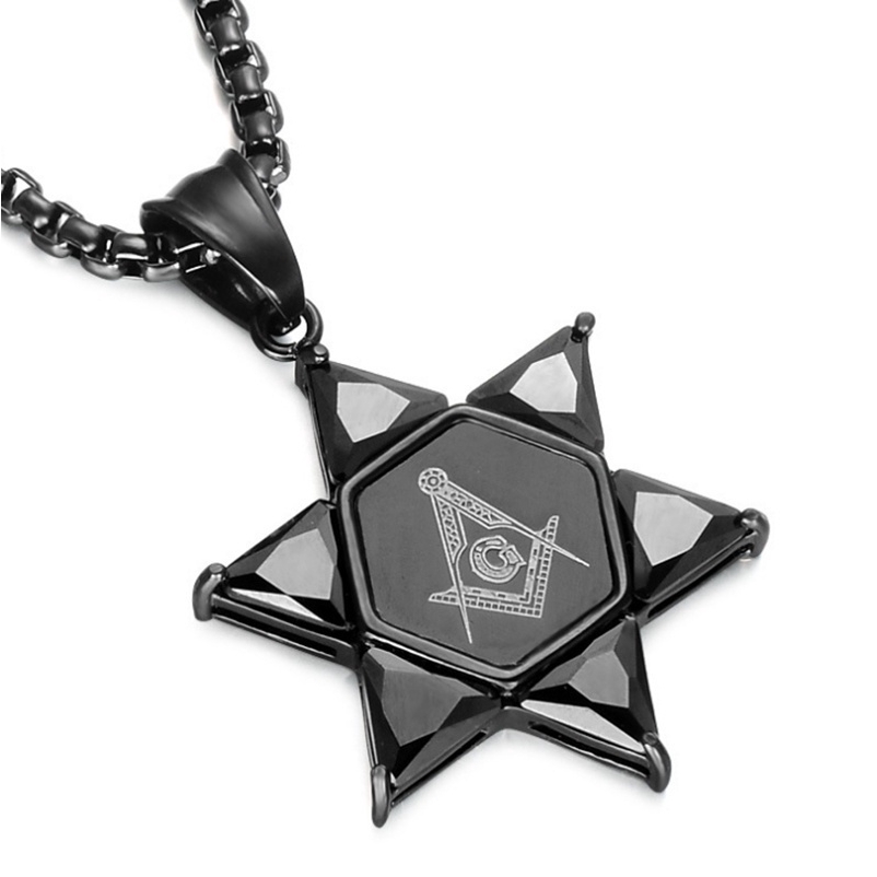 Kalung Rantai Liontin masonic masonic Bahan Stainless Steel Warna Gold untuk Pria