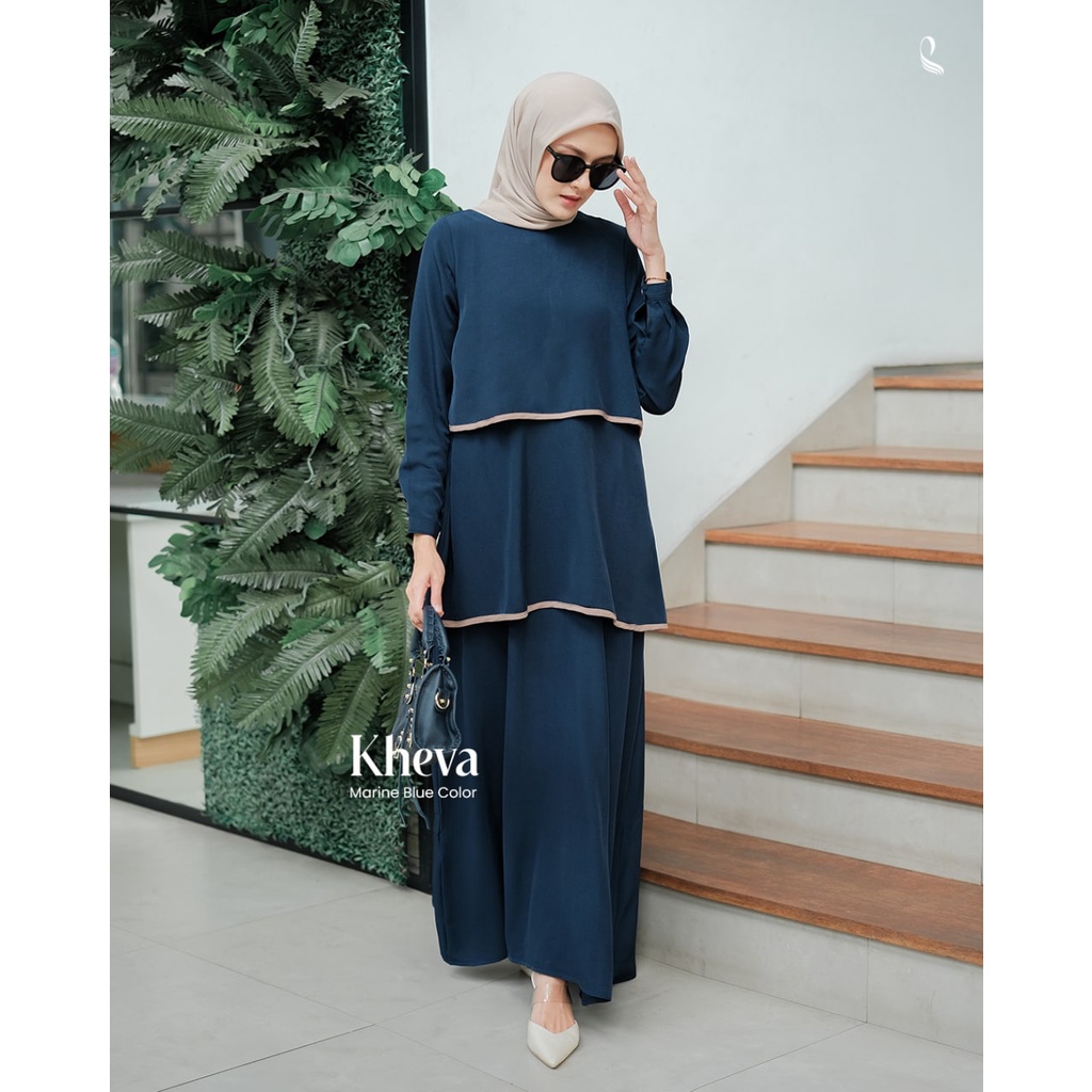 KHEVA Dress Cantik Layer Polos Premium By Sylla Hijab Original Busui Friendly