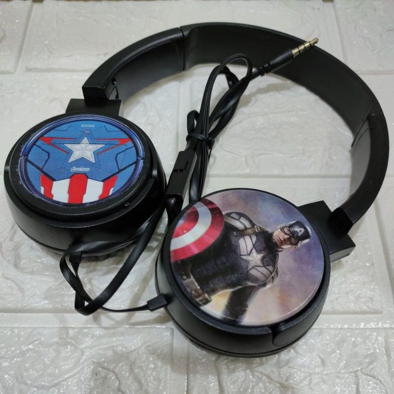 Headphone / Headset CAPTAIN AMERICA Hf bando extra bass MARVEL (telpon music online)