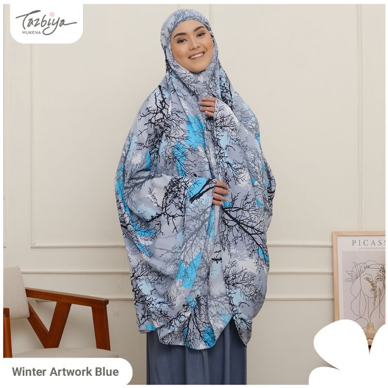 Mukena Tazbiya Winter Artwork Series Jumbo Dewasa Katun Rayon Adem Motif Cantik