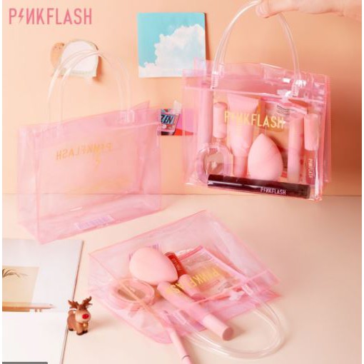 (READY &amp; ORI) Pinkflash Pink Flash Plastic Handbag Tas Kosmetik Transparan