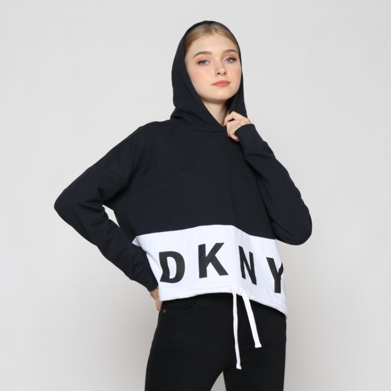 DK Crop BW - Hoodie Wanita Hitam - Black White Sweater  PD8/HABCDE