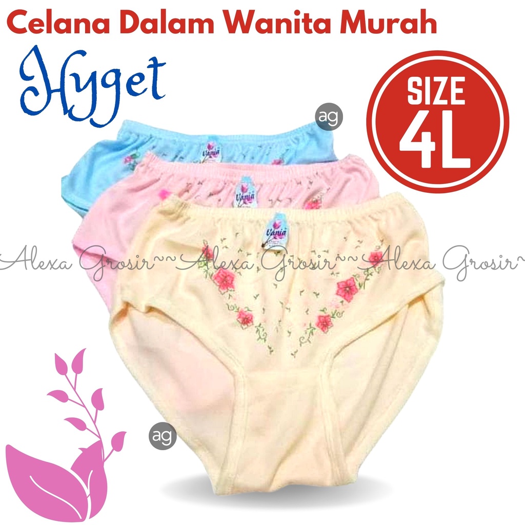 12 PCS Undies Celana Dalam Wanita Motif Hyget Ukuran ampe extra jumbo size 4L/ XXXXL