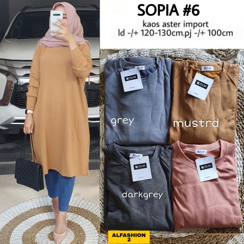 ATASAN TUNIK WANITA KAOS RAJUT JUMBO SOPIA #6 LD 120 MELAR SAMPAI 130