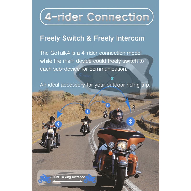 NOECI GoTalk 4 Bluetooth Intercom Helm Gotalk4 Alternatif Ejeas Q7 V6 PRO-2