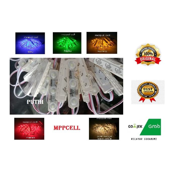 LAMPU LED MODUL STRIP 3 MATA IP68 SMD 6618 12VOLT 1.5 WATT SAMSUNG KOREA WATERPROOF VARIASI DEKORASI