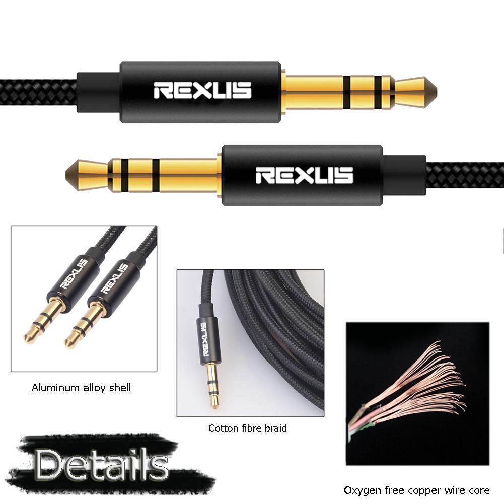 Rexus Kabel Audio AUX Jack 3.5mm Male Ke Male Lapis Emas untuk Speaker Stereo