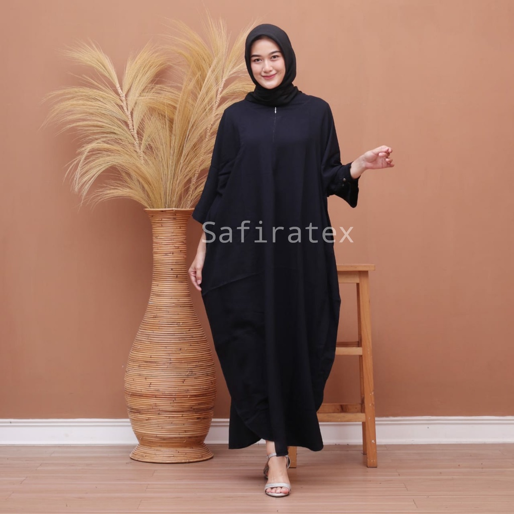 Kaftan busui polos casual slim size  gamis kaftan rayon modern premium - Navy