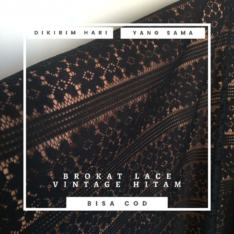 Kain Brokat Meteran Lace Vintage Warna Hitam