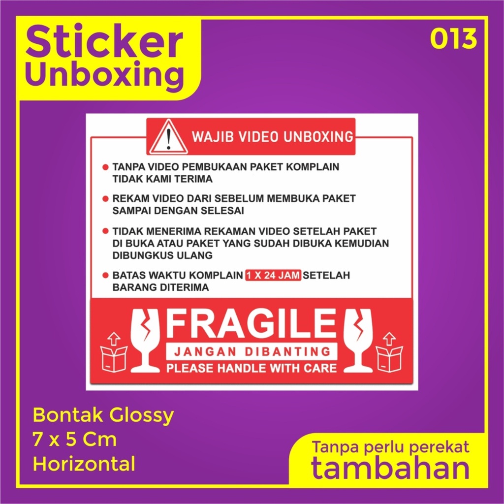 Stiker Video Unboxing / Stiker Unboxing / Sticker Fragile / Stiker Label Pengiriman-013