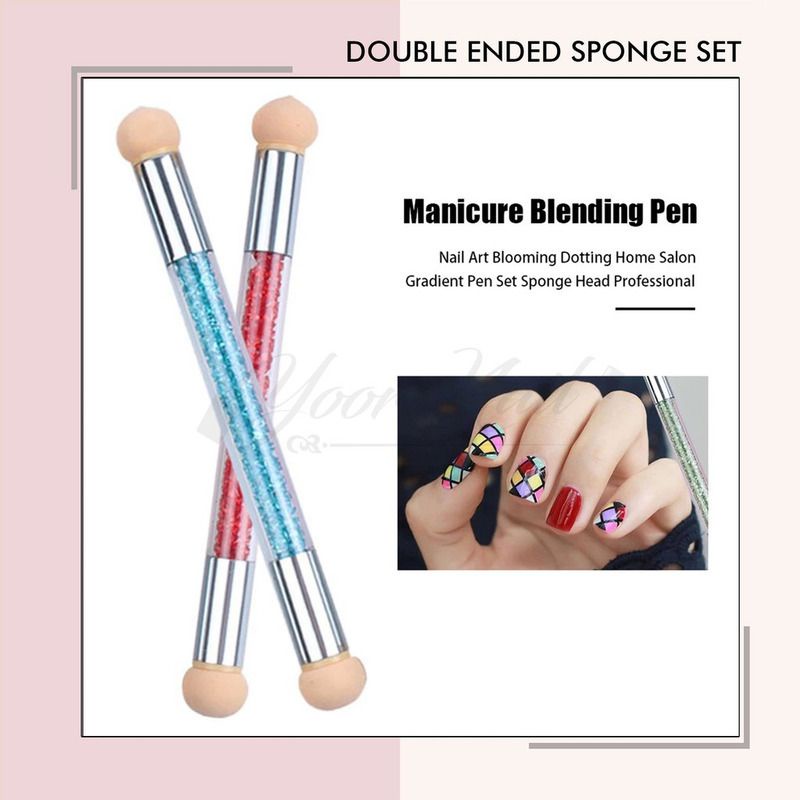 Double ended sponge SET pen spons nail art ombre sponge brush