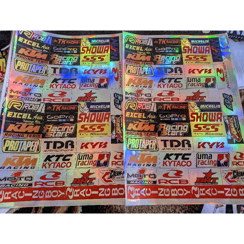 

sticker pack racing Hologram pelangi Dan non hologram isi 44 biji