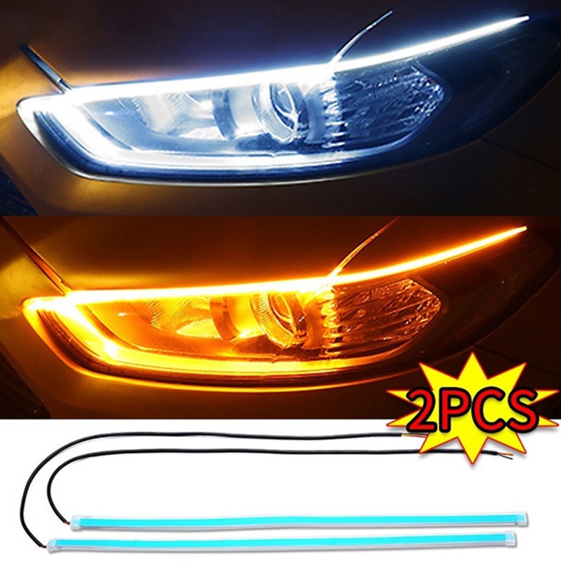 2PCS Lampu LED Alis Tempel DRL 60CM  Mobil Motor Sein Running Flexible Sen Rem Mundur