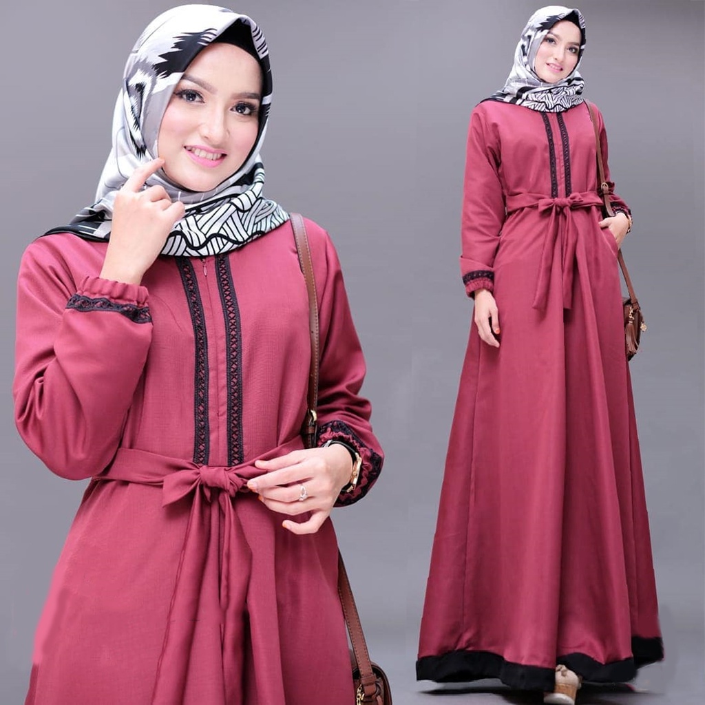 Shella syari Dress sheika Gamis Syar'i Navy gray pink maroon sabyan