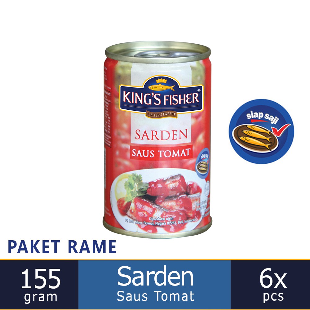 

MyHomey Paket 6 pcs Kings Fisher Sarden mini saus tomat Makanan Kaleng 155 g kings fisher