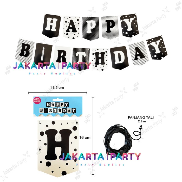 Banner Happy Birthday Mix Motif #1 / Bunting Flag HBD / Party Flag HBD