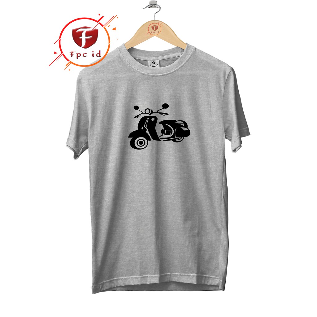 Kaos Vespa Keren Lengan Pendek Warna Abu Misty Original Cotton Combed 30s Pakaian Distro Jumbo Shopee Indonesia