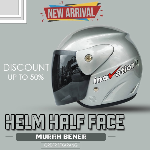 Helm Dewasa Evo Inovation  Half Face SNI Mirip Seperti Helm GM Original Kaca Pelangi Kaca Silver Untuk Pria Dan Wanita DEWASA SNI COD Free Packing