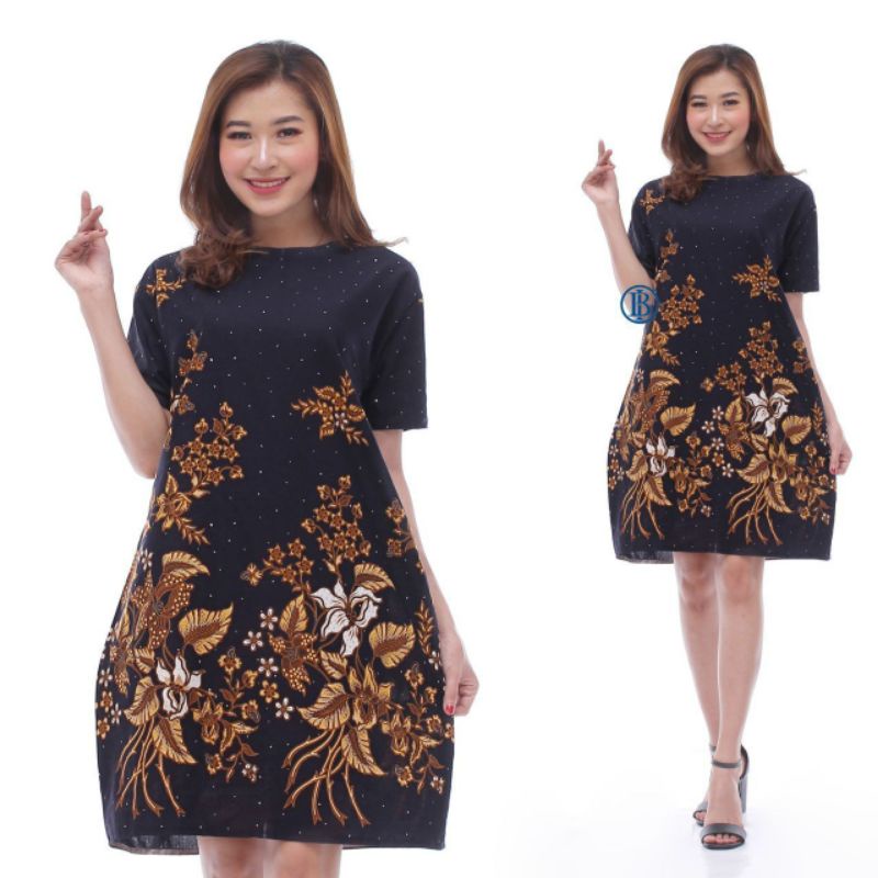 DRESS BATIK GROSIR / TUNIK BATIK HITAM 0044