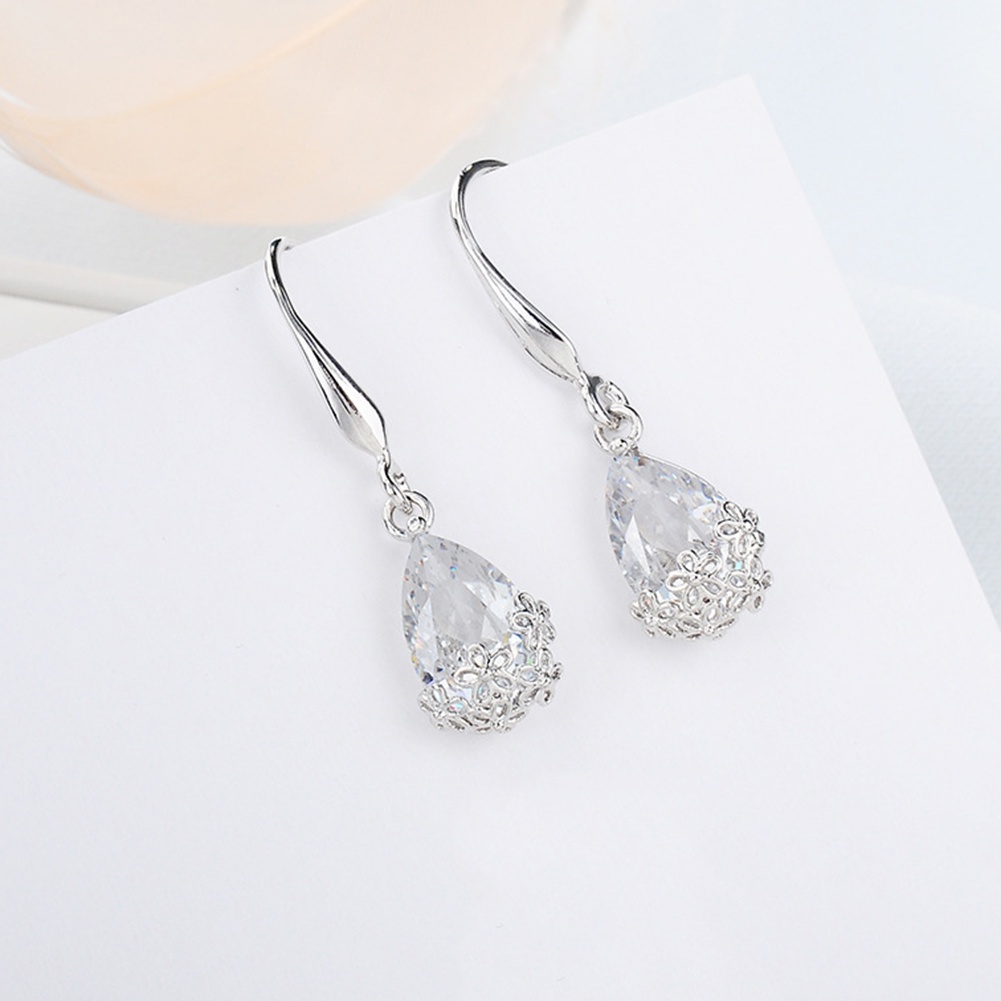 Hu Hu Hu Hu Hu Alat Bantu Pasang Kacamata♡ Anting Kait Gantung Bahan Metal Desain Bunga Hias Cubic Zirconia Gaya Vintage Untuk Wanita