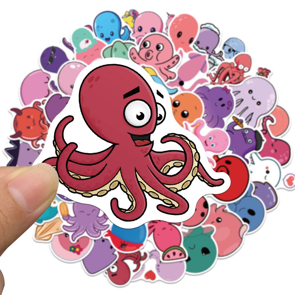 50PCS Octopus Anime Stickers Pack Cute Cool Cartoon Animal Funny Sticker for Kids Toys DIY Scrapbook Decoration Decals Gift