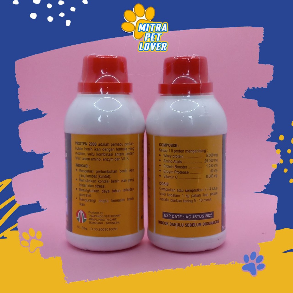 VITAMIN PERTUMBUHAN IKAN - PROTEN 2000 250 ML ORIGINAL - CAIRAN MEMBANTU MEMBESARKAN BENIH FISH AMPUH CEPAT PANEN - PROTEIN ASAM AMINO &amp; ENZYM - MURAH - ANIMAL HEALTHCARE AND VETERINARY TAMASINDO OBAT DAN SUPLEMEN HEWAN BINATANG PELIHARAAN MITRAPETLOVER