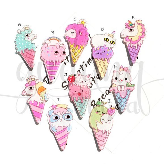 Jepit Rambut Unicorn Ice Cream Hairclip Kuda Poni Ice GH 200213