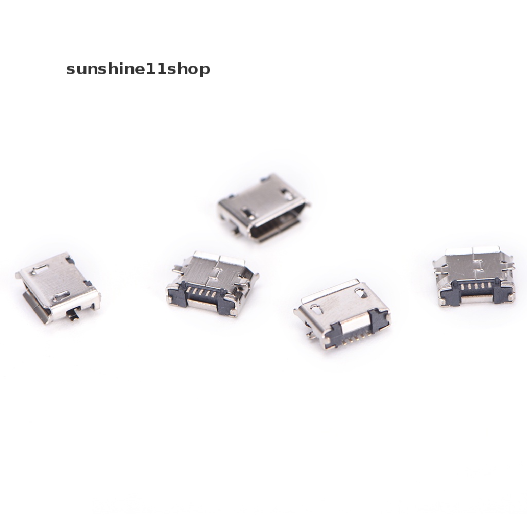 Sho 10pcs Konektor Micro USB 5 pin Tipe B Female Untuk Soket Charging 5 pin