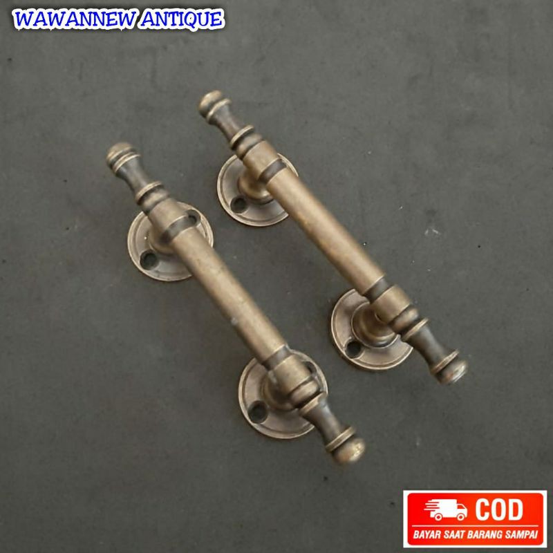 Handle / Tarikan Laci Lemari Pintu Rumah Pagar Kuningan Antik 9cm